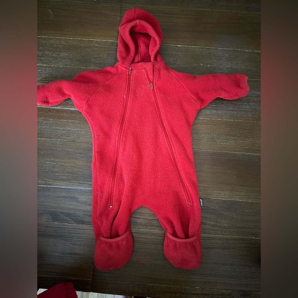 Cozy Red Hooded Footie for Kids - Warm All-in-One